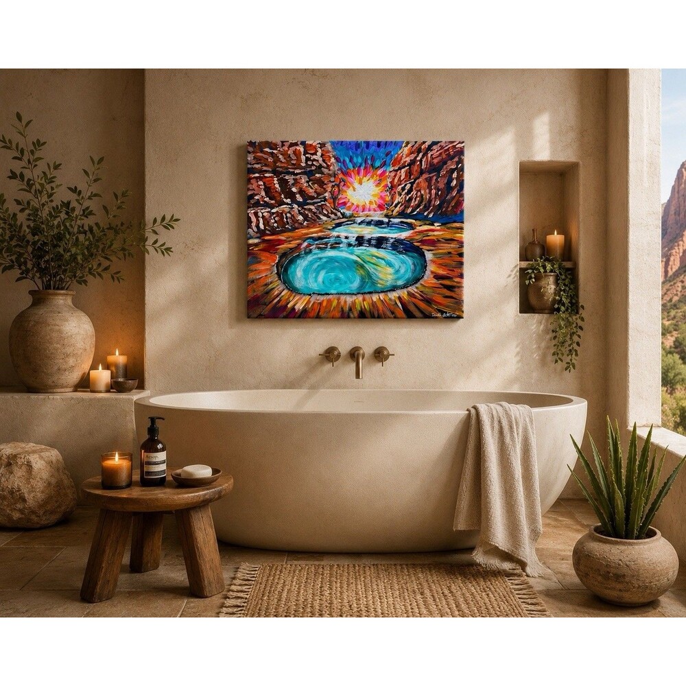 Original Acrylic Painting 11x14 Hidden Oasis Zion Canyon Landscape Wall Art Sign